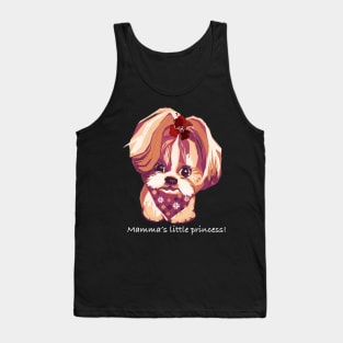 Shih Tzu Dog’s Cute Portrait in Digital Pop Art Style Tank Top